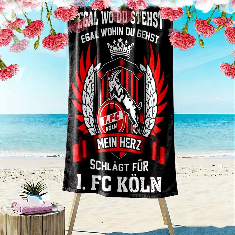 1. Poster FC Köln Stampa Asciugamano da Spiaggia, Asciugamano Grande Morbido Asciugatura Rapida per Spiaggia Campeggio Nuoto