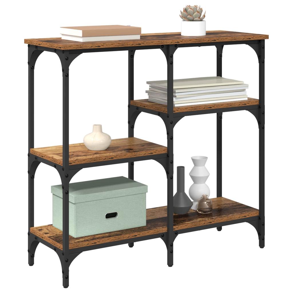 Industrial Style Console Table with Shelf Reclaimed Wood Look 80 x 29 x 75 cm Engineered Wood