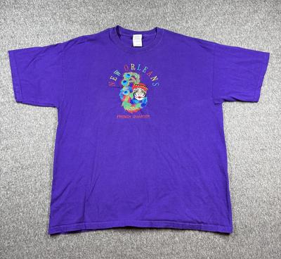 New Orleans French Quarter Embriodered TShirt Mens Size XL Purple Vintage
