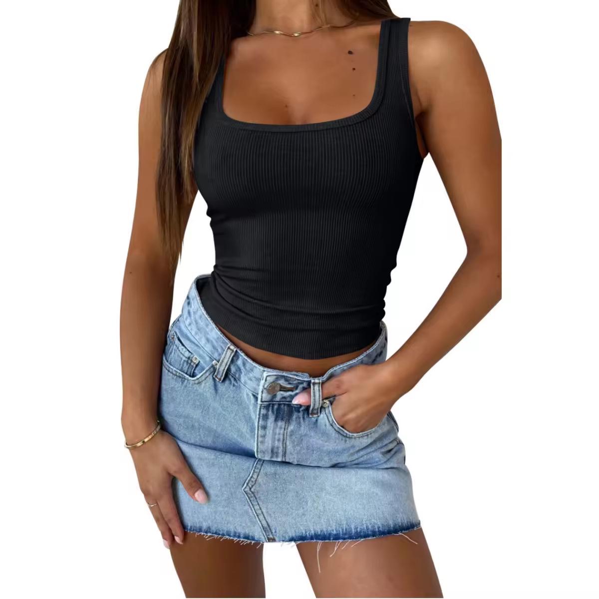 

Plus Size Women s Sports Camisole with Fixed Chest Pad - Fitness & Outerwear Hot Seller Large чорний