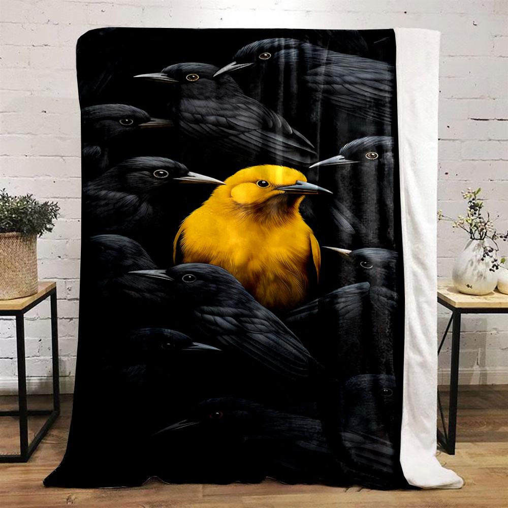 Stand Out Crow Flock Print Blanket Bedroom Blanket for Livingroom Couch Lunch Break Soft Throw for Friend's Festival Gift