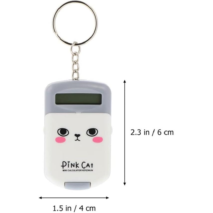 2Pcs Mini Electronic Calculator Keychains Brain Toy, 8 Digits Flip Calculator with Key Ring for Home Office Kids