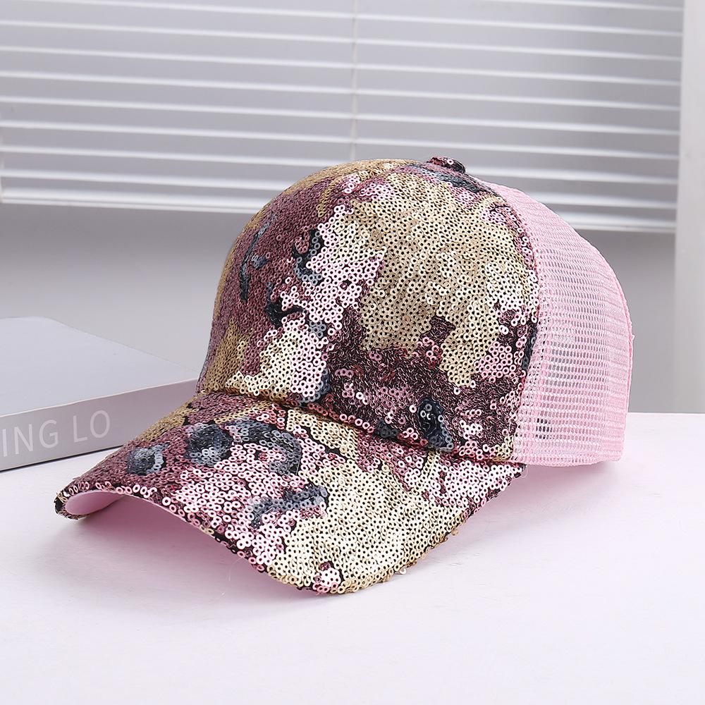 Fashion mesh sequins decoration simple niche light breathable baseball cap outdoor travel walking sunshade sunscreen cap