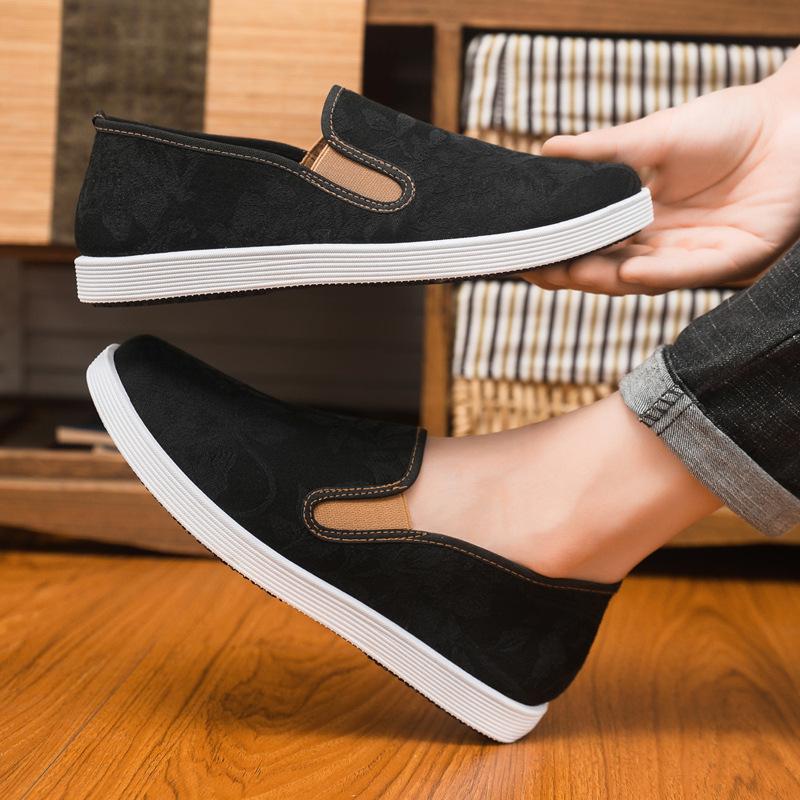 Summer New Middle-aged and Elderly Men's Shoes Breathable Low-top Old Beijing Casual Shoes Let Soft-soled Retro Guochao Chinese Cloth Shoes