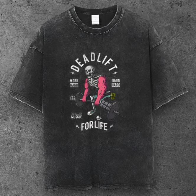 Mens Gym Skeleton Deadlift Oversized T Shirt Black Y2K Grunge Streetwear S-2XL S разноцветный