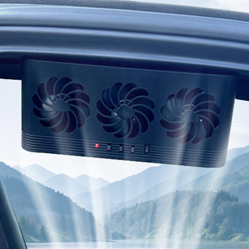Upgrade Solar Powered Fan USB Charging Exhaust Fan Front/Rear Window Auto Air Circulation Ventilation Fan For Car Truck RV