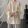 Spring Autumn V-neck Solid Color Casual Fashion Pullover Tee Male Long Sleeve All-match Bottomed T-shirt Top Men