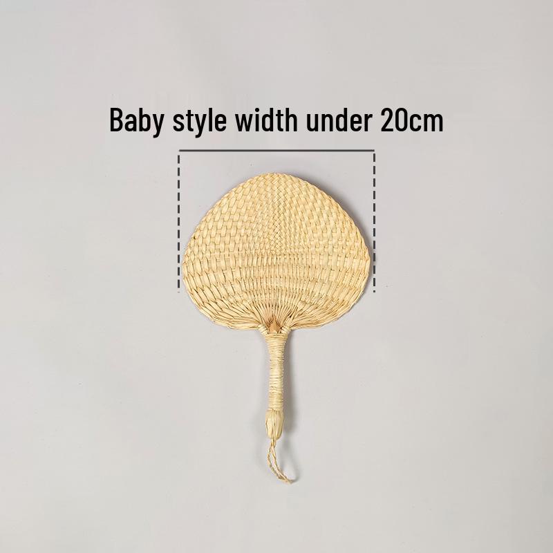 Liangshun Handmade Large Cattail Palm Leaf Fan with Curved Handle