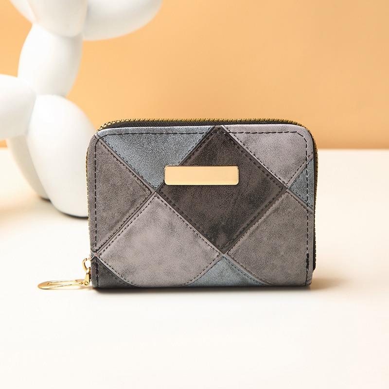 Splicing embroidered short change bag, new sequined decoration, fresh and sweet clutch bag, wallet, one piece.