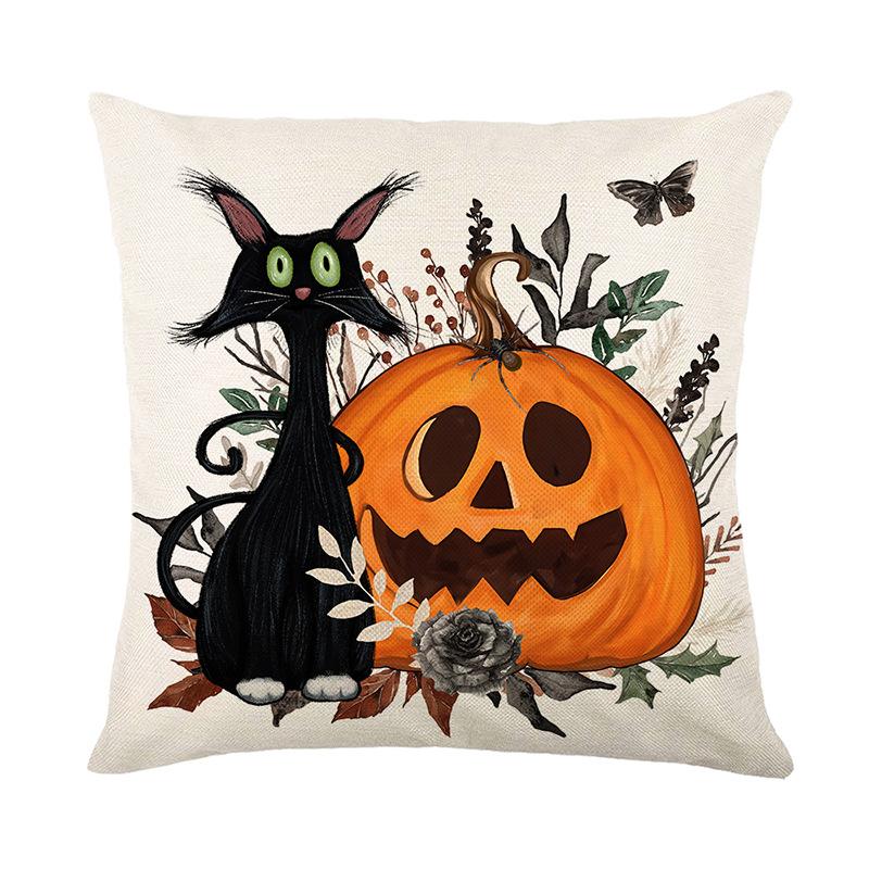 Halloween Pillow Cover Linen Printed Home Sofa Holiday Atmosphere Decorative Cushion Cover Pillow