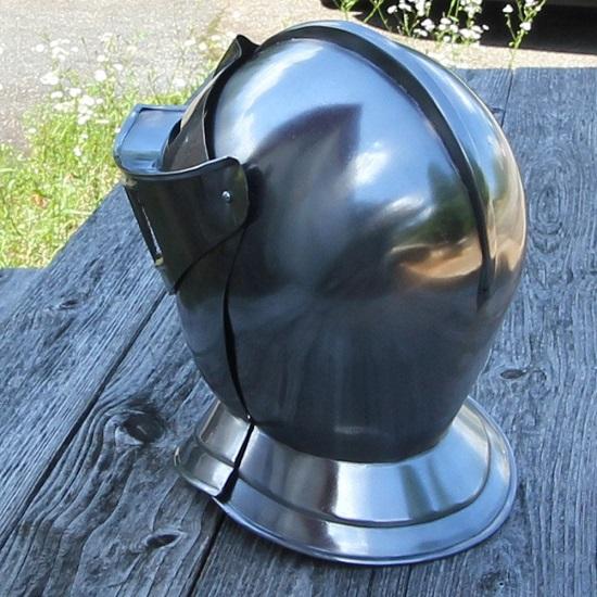 Closed Renaissance Knight's Helmet - Mid Century Costume Replica 18 Gauge Polished Steel,