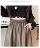 Women's PU Leather A-Line Midi Skirt: Autumn/Winter High Waist, Large Swing, Hip-Covering, Casual Temperament.