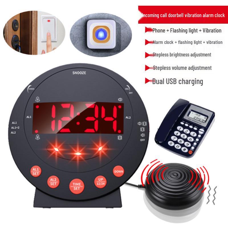 Multi-Function LED Digital Alarm Clock with Strong Vibration and Flashing Light Reminder
