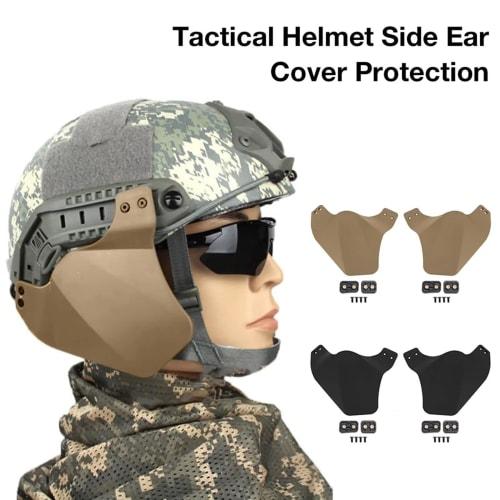 YChoolco Tactical Fast Helmet Side Ear Protection Ear Muff Rail Mount Airsoft Paintball Ear Protector Up Armor Side Cover Rail Kit (Dark Gray)