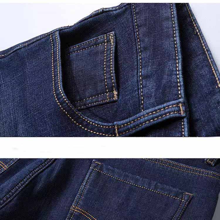 Winter Men's Warm Fleece Jeans Men Business Thicken Denim Trousers Stretch Slim Fit Pants Plus Size 28-40