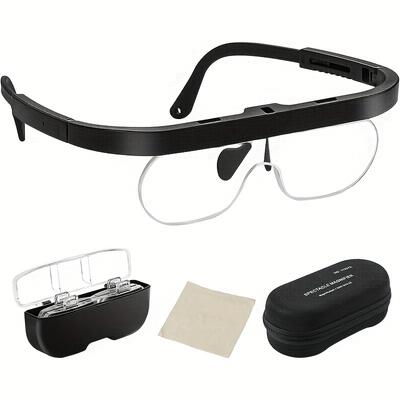 1pc Headband Magnifier - Hands-Free, Interchangeable 1.5X, 2.5X, 3.5X Magnifying Goggles for Reading, Close Work, Jewelry, Hobby, Crafts