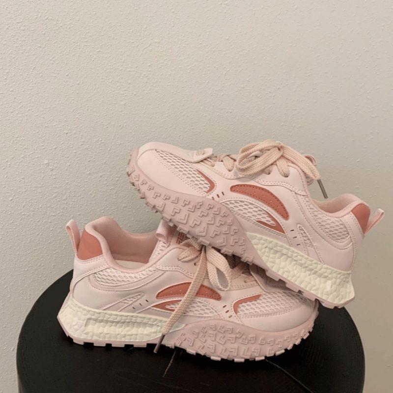 

2025 New Fashionable Casual Dequn Shoes Model Lightweight Thick Bottom Increased Agan Net Breathable Sports Shoes for Women 35 слонова кістка