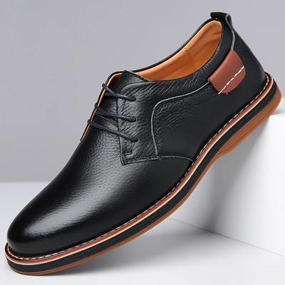 Trendige Schnür-Laufschuhe Frühling Rutschfest Bequeme Vulkanisierte Schuhe Klassische Herren Lederschuhe Dicksohlige Freizeitsneaker