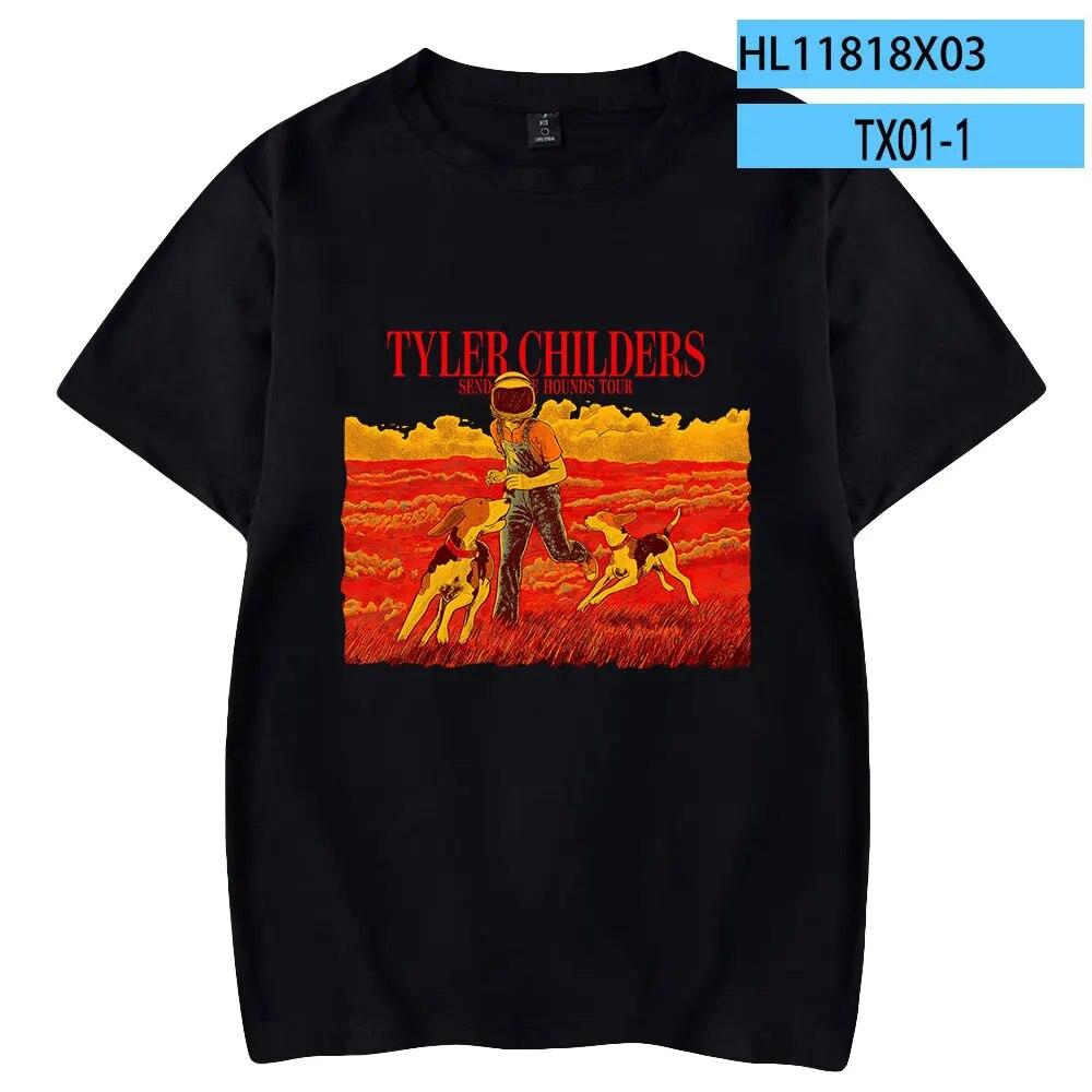 Tyler Childers Merch 2023 Send in the Hounds Tour Tričko Unisex Tričko s krátkým rukávem Tričko Dámské Tričko Unisex Módní Oblečení Unisex