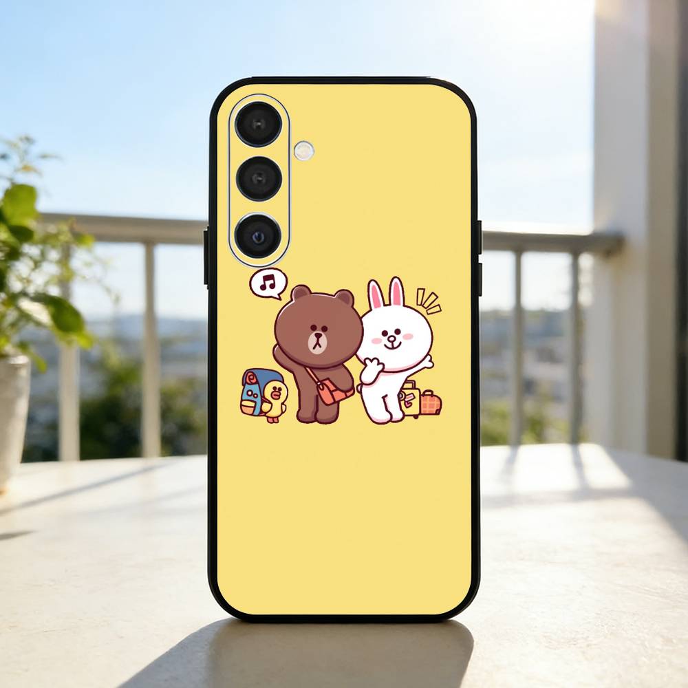 Cartoon L-LINE F-Friends Cute Brown  Phone Case For Samsung  A73,A21s,A22,A31,A32,A52,A53,A71,A80,Soft Black Shell