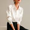 Women's Brushed Red Long Sleeve Shirt - High-End Base Layer for Autumn/Winter 2026, Perfect for Commute and Interviews.