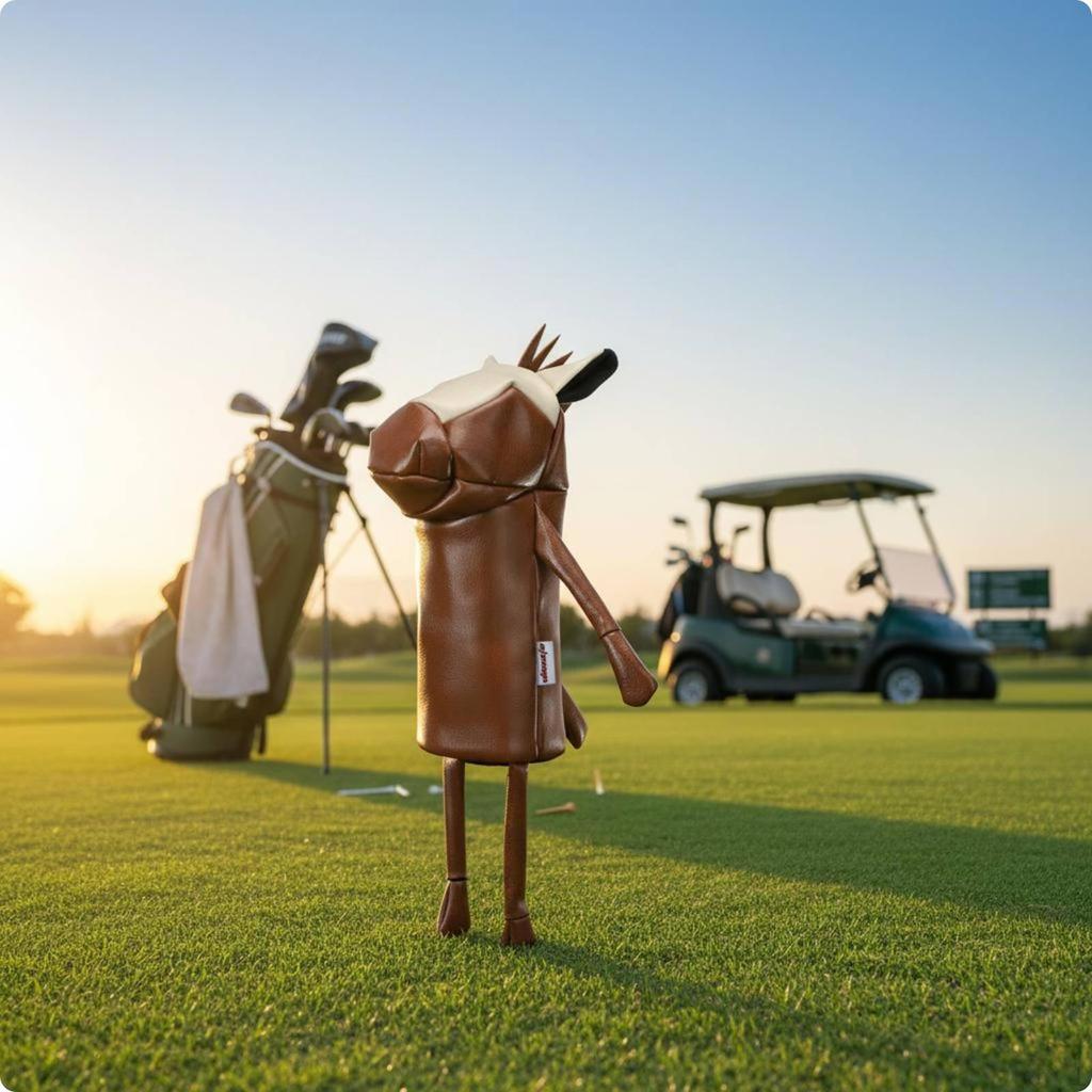 PU Leather Golf Wood Cover Guarding Cartoon Headcover Easy and Off Brown