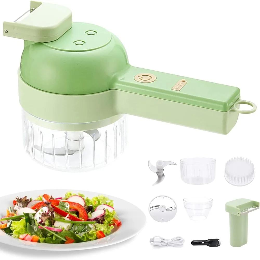 Multifunctional Electric Vegetable Cutter Set, Portable Cordless Vegetable Processor for Garlic, Pepper, Onion, Celery, Meat