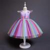 Kinder Regenbogen Einhorn Kleid mit Farbverlauf: Ärmelloser Macaron-Gaze-Rock Prinzessinnen-Set