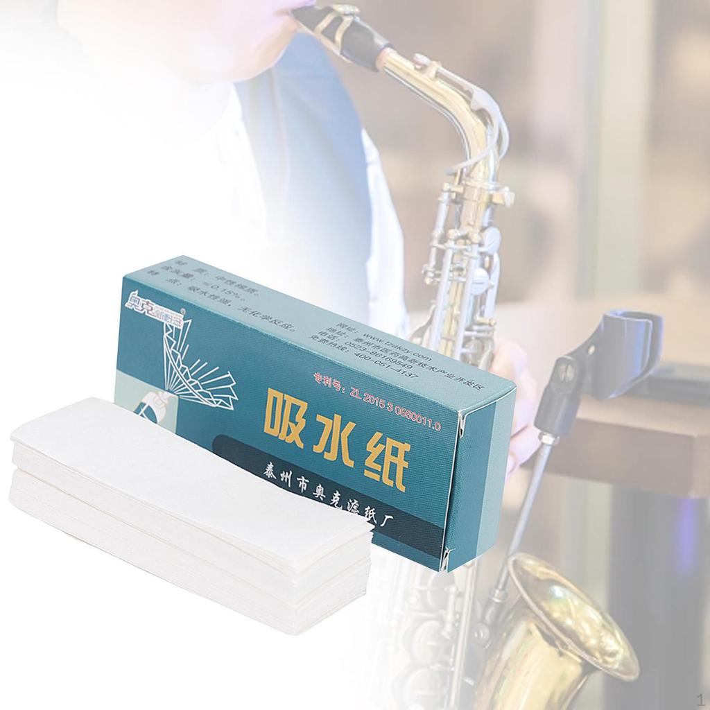 100Pcs Saxophone Cleaning Paper Cleaner Papers Woodwind Anti Sticky Replacement Absorbent Pads