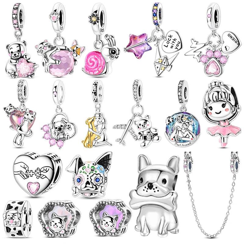 Original Charms Bead Copper Inlaid Zirconium Animal Paper Crane Snail Pendants Fit Bracelet Jewelry Gift Marking