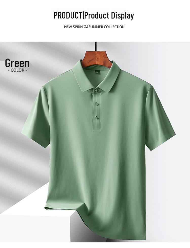 Custom Logo Quick-Dry Seamless Polo: Summer Ice Silk Cool Feel Lapel Short Sleeve Work Shirt