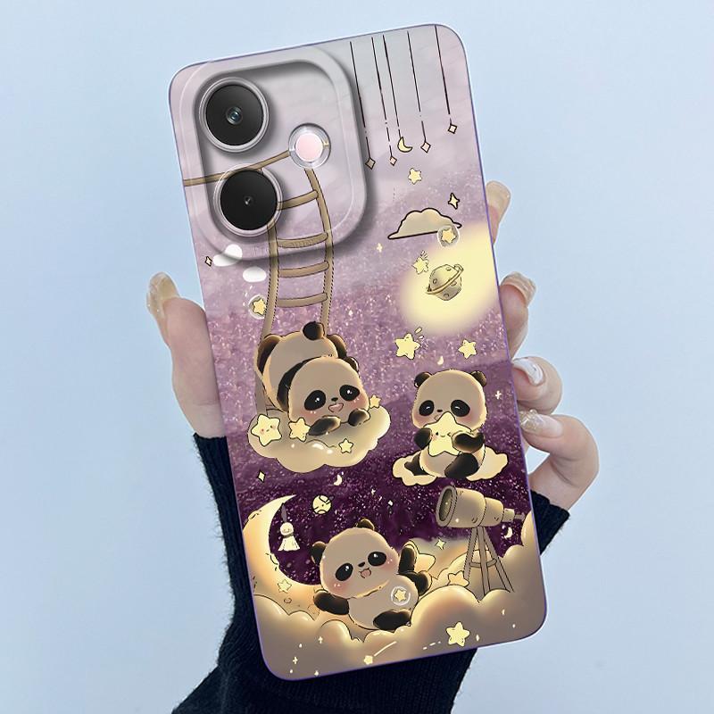 For Oppo A5 Pro 5G Phone Case Cute Panda Back Cover For Oppo A 5 Pro 2025 Full Protection Soft Liquid Silicone Anti Drop Housing