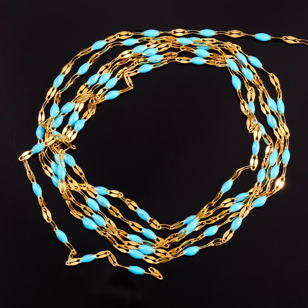 2.5mm Stainless Steel Gold Color Lip Beaded Link Chain Necklace Fashion Jewelry Can Be Length 14-30inch