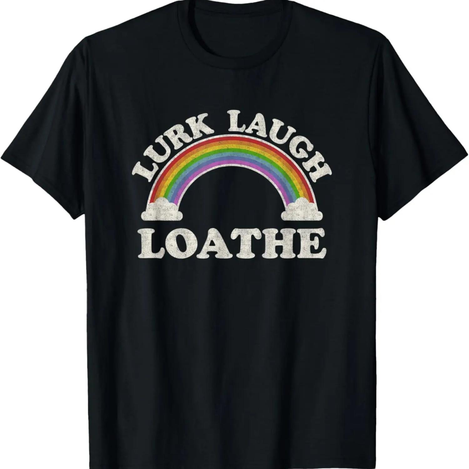 

Lurk Laugh Loathe Funny Goth Gothic Parody Retro Rainbow T-Shirt S чёрный
