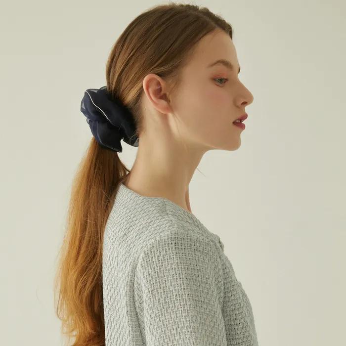 LALA J Organza Hair Scrunchie - Midnight Navy (JALJHS2BF819FA000)