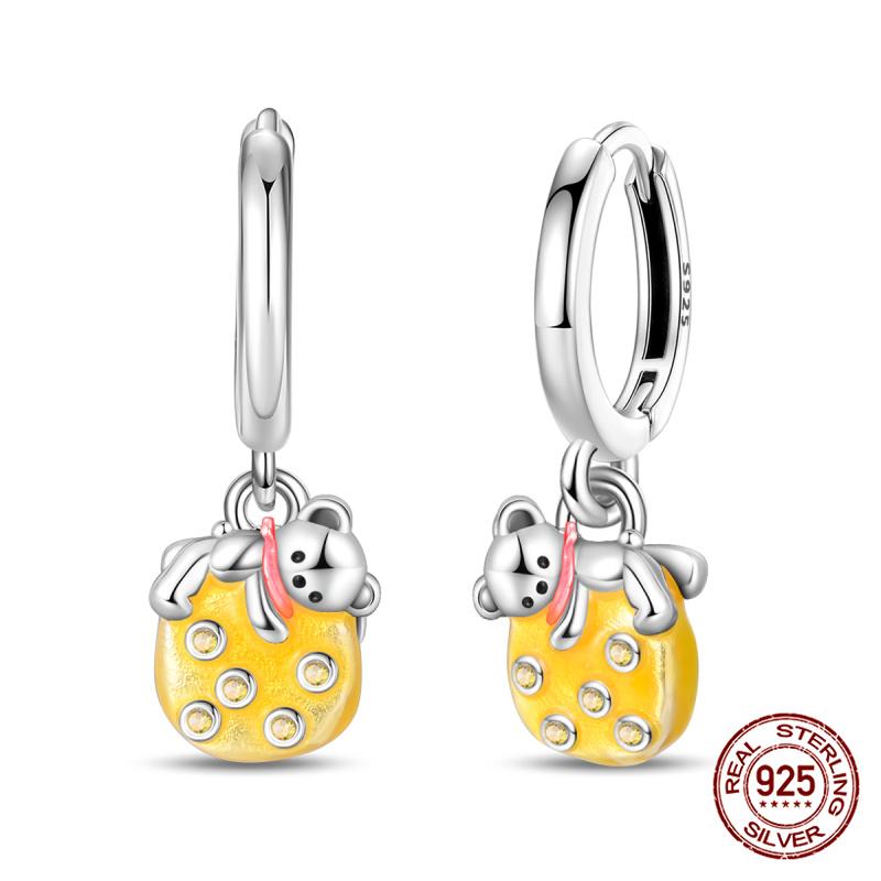 Original 100% S925 Silver Sweet Cherry Strawberry Sweetheart Avocado Women's Earrings Engagement Anniversary Gift