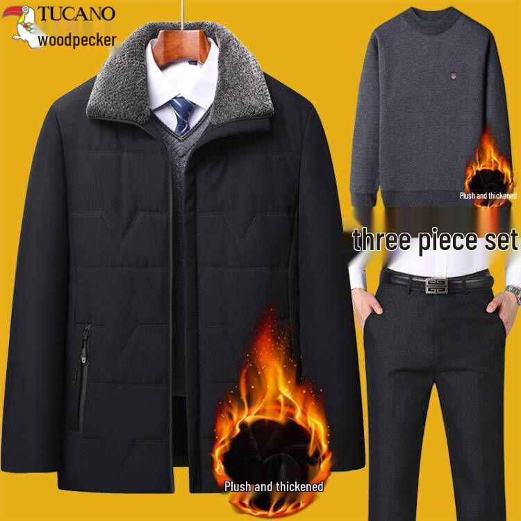 Men's Fleece-Lined Cotton Jacket for Middle-Aged & Elderly - Warm Outfit for 50+ Dads & 70+ Grandpas
