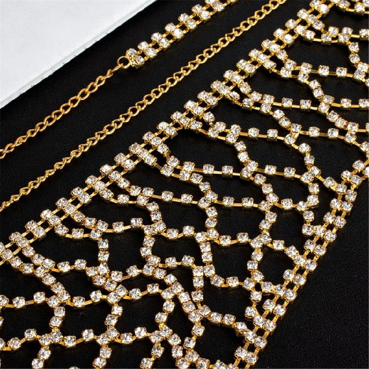 Eye Catching Mesh Body Chain With Glitters Rhinestones Backless Sleeveless Clubwear Suitable For Travel And Photo Props