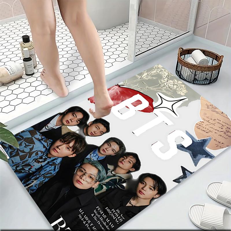 Bts Fashion Magazine Cover Carpet Rug Soft Washable Antislip Home Living Room Sofa Mats Personalized Christmas Rug
