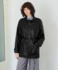 Leftseoul Synthetic Leather Two-Way Belted Jacket [Black]