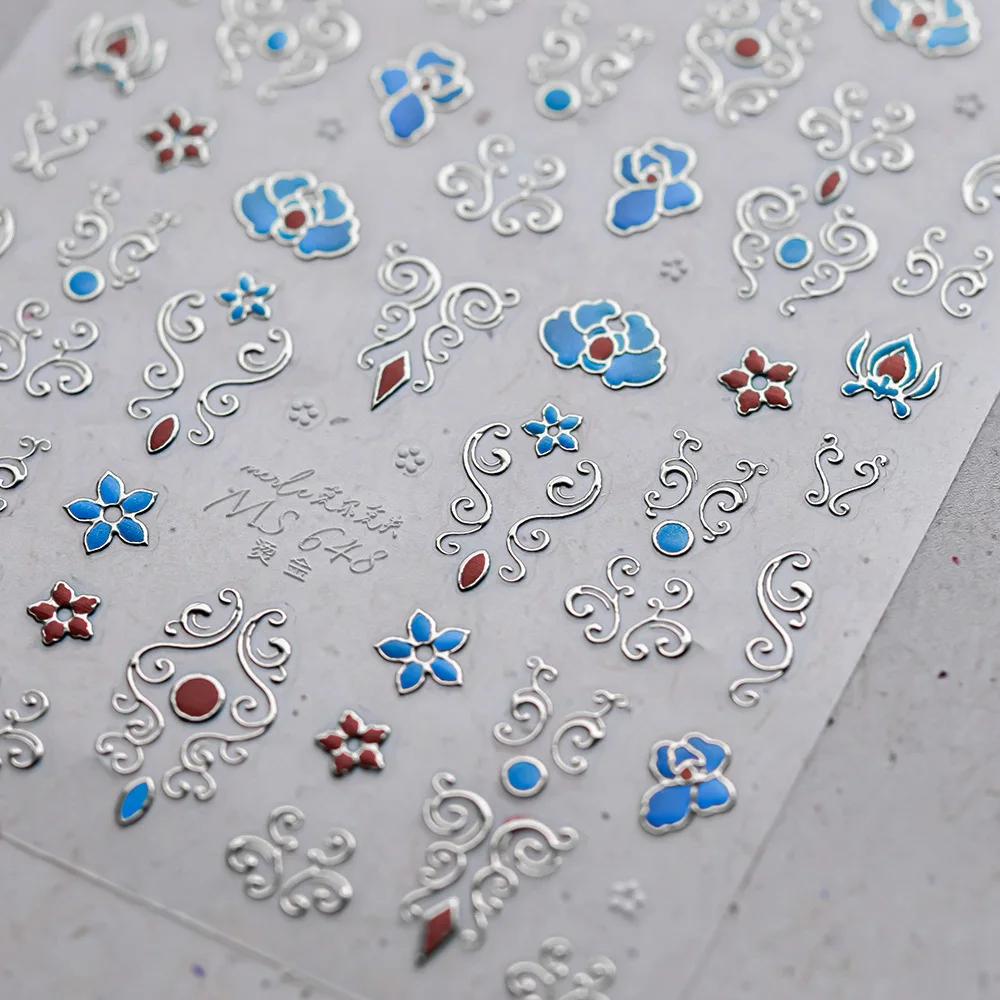 Bohemian Pattern Colorful Love Moon Pearl Crystal Rhinestone 5D Nail Art Sticker Self Adhesive Decoration Manicure Decal