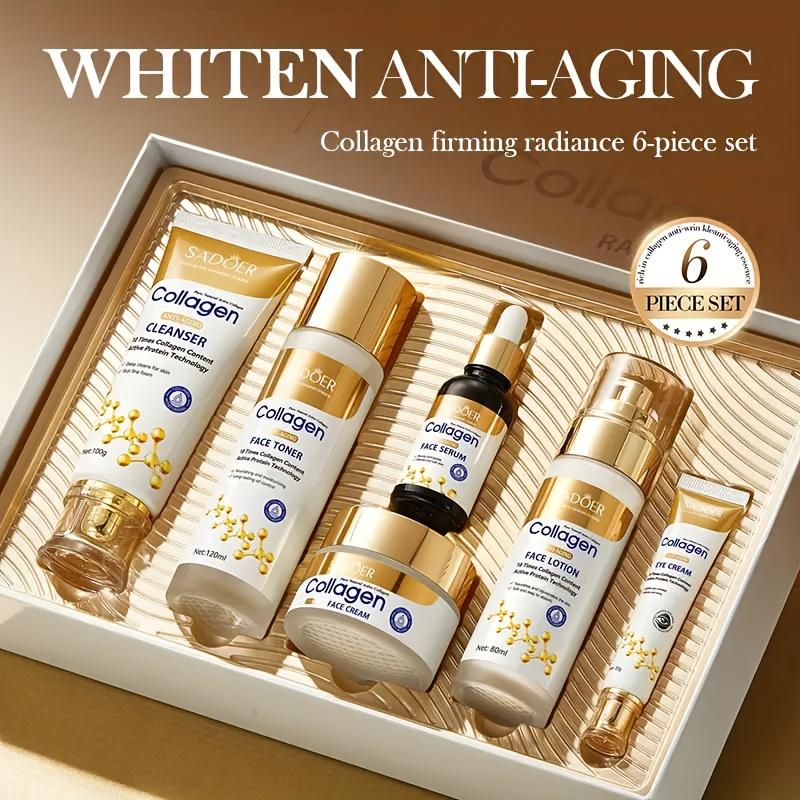 Collagen Face Cream Skin Repair Damaged Moisturizing Face Toner Lotion Eye Cream Firming Lifting Brighten for Face Skin Care Set