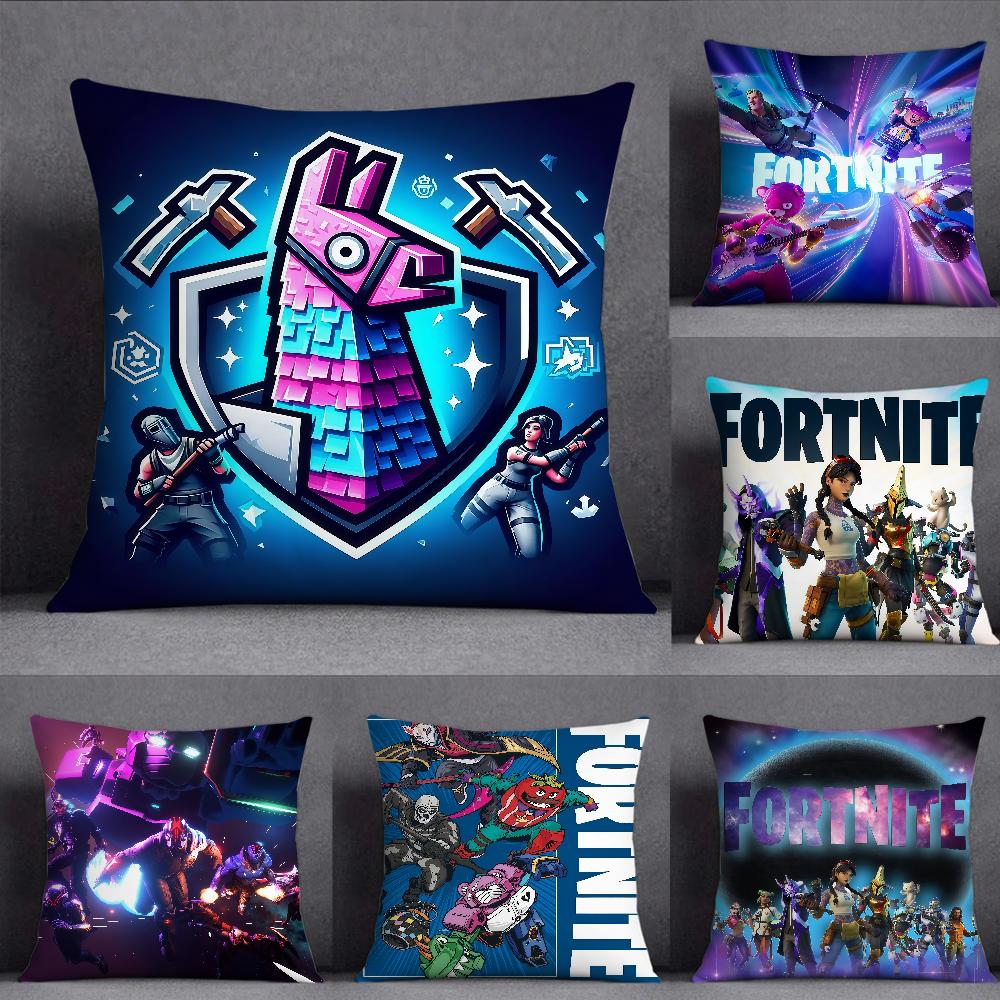 Game FFortnite Pillow Case Square DoubleSided Printing Sofa Cushion Cover Pillowcase Bedroom Bedside