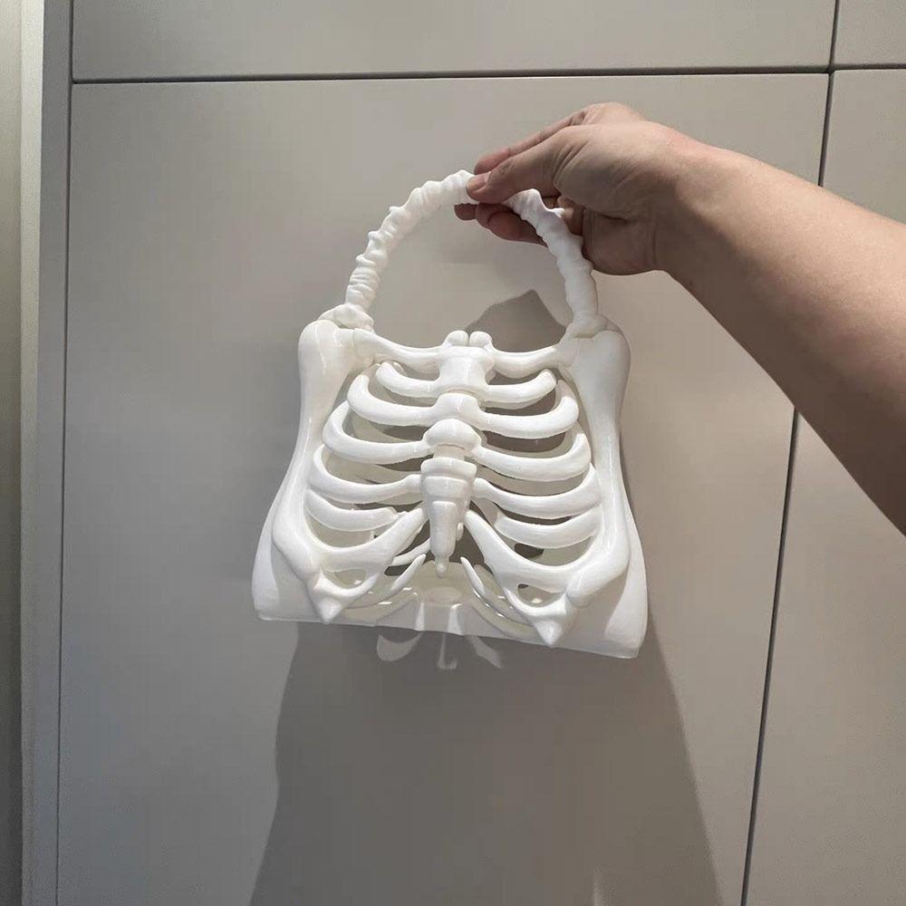 Borsa da Mano Scheletro Stampa 3D alla Moda Borsa da Costume Gotica Nuova Forma a Gabbia Toracica Borsa a Mano Cosplay