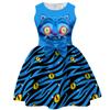Kids Girls Anime Cartoon Tiger Printing Sleeveless Bow Dress Halloween Cosplay Costumes