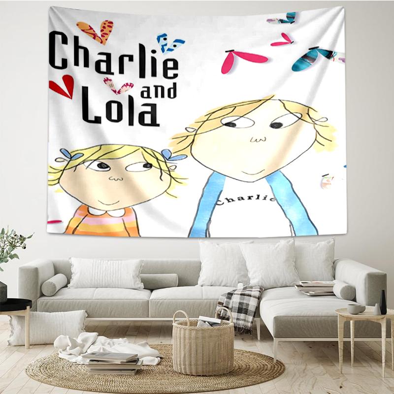 Charlie und Lola Druck Wandteppich, Hintergrund, Einfache Montage, Ideal für Schlafzimmer, Büro & Wohnzimmer, mit Ästhetischer Wanddekoration.