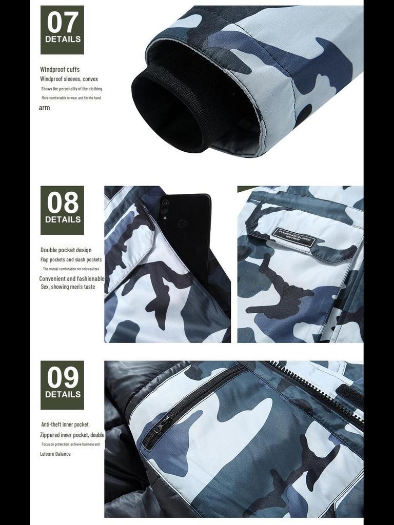 Men's Camouflage Windproof Waterproof Warm Outdoor Cotton Coat, Large Size Winter Jacket 5928