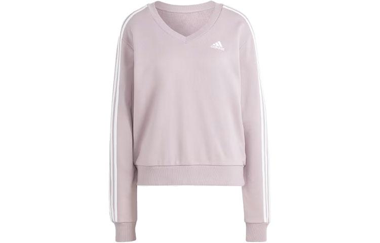 adidas Essentials Women s 3-Stripes V-Neck Sweatshirt Purple IR5302 L
