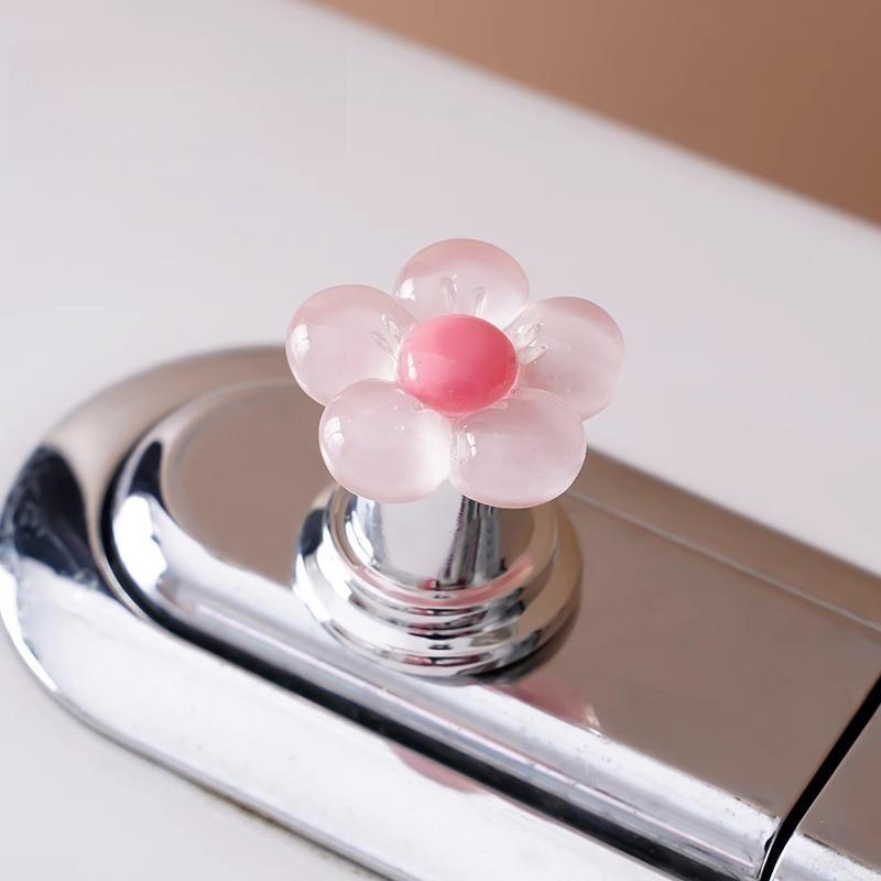 

1Pc elegant flower cartoon toilet flush handle - easy pressing, fashionable bathroom accessories