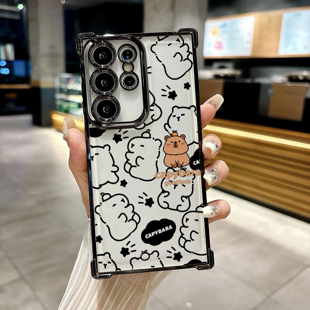 Cute Little Capybara Funda For Samsung S26 Ultra Phone Case For Galaxy S25 FE S26 S24 S23 S22 S21 Ultra S20 Plus 5G Clear Cover